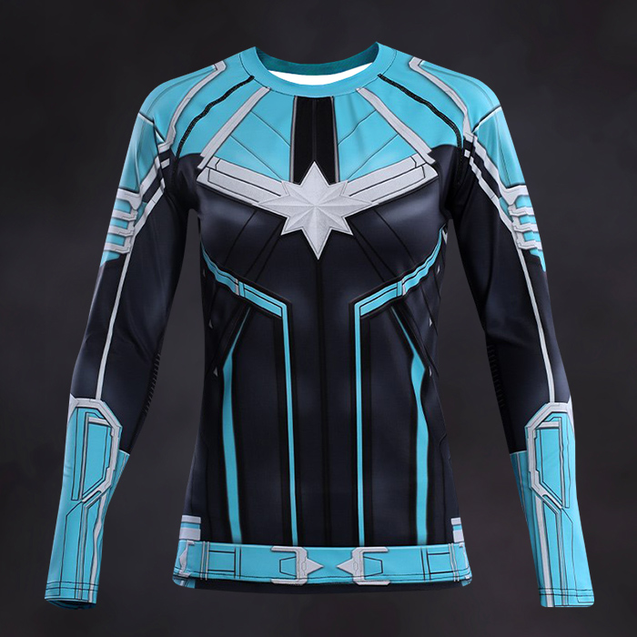 Women's Captain Marvel Compression Shirt Long Sleeve Rashguard